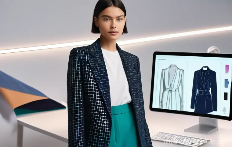 온라인 브랜드 레퍼런스를 활용한 디자인 아이디어 - **Generative AI Revolutionizing Fashion Design:** A stylish female fashion designer, in her late 20s...