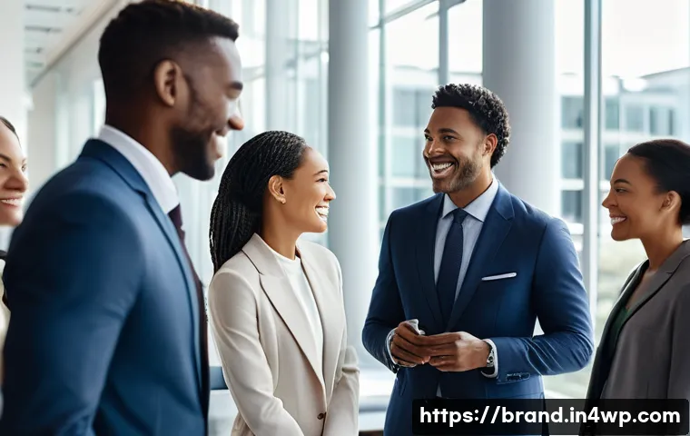 브랜드 리더십과 조직 내부 브랜딩 - **Prompt:** A diverse group of professionally dressed individuals, including men and women of variou...